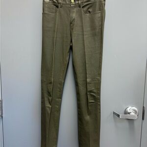 Ralph Lauren Purple Label Lamb Leather Pants Size 4 Olive Green